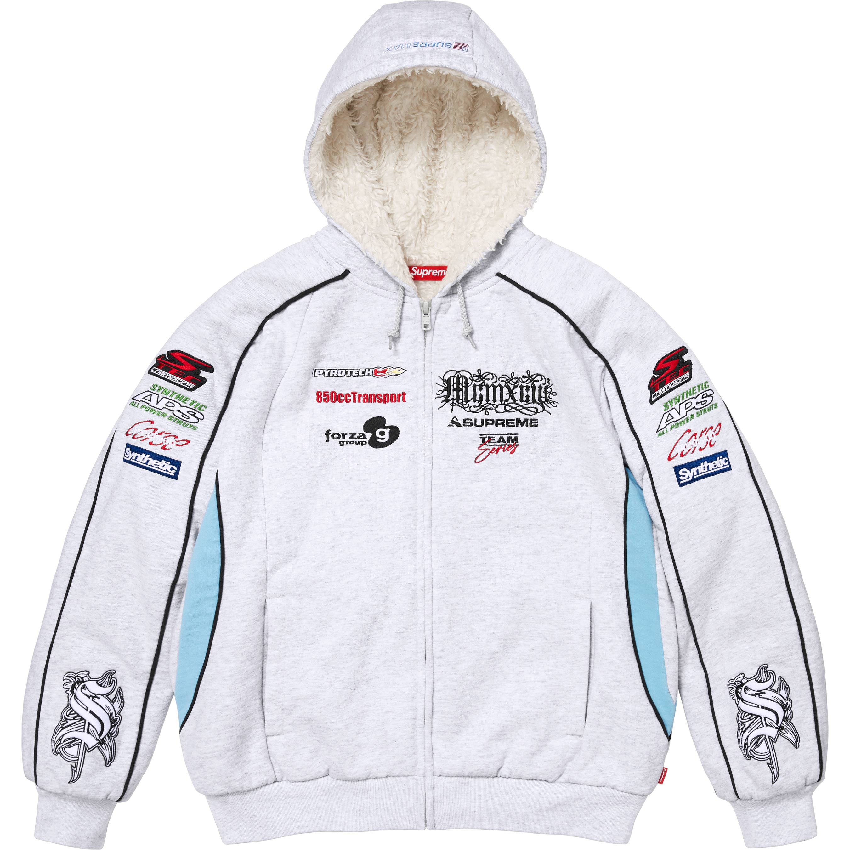 Racing Lined Zip Up Hooded Sweatshirt view 2